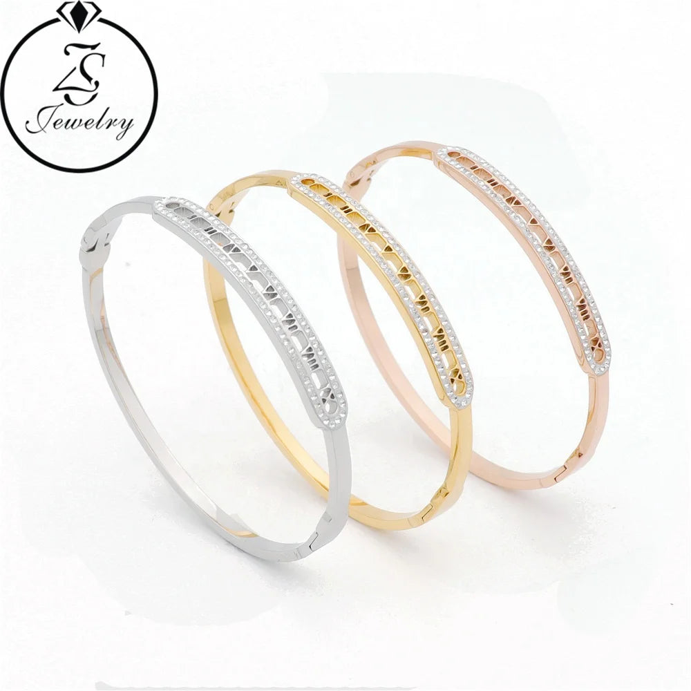 Wholesale 316L Stainless Steel Bracelet for Women 18K Gold Plated Crystal Jewelry Popular Fashion Charm Bracelet