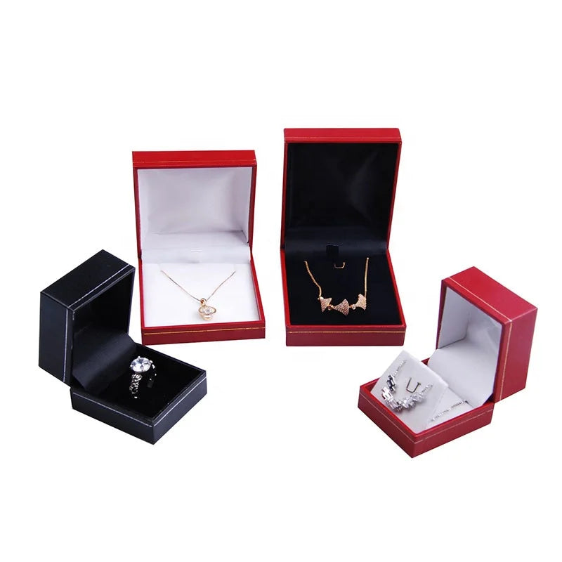 High-grade Leather Box Gold Trimmed Pattern Jewelry Box PU Leather Jewelry Boxes