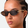 European and American Metal Modern Temples Eyeglasses Outdoor Shades Elegant Style Triangular Cat Eye Women Sunshade
