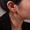 Fashion Design Eye With Zitcon Heart Shaped Pendant Earrings 18K Gold Plated Stainless Steel Dangle Earring Jewelry Non Tarnish