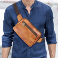 Tiding Bag 2023 New Design Logo Soft Men's 100% Pure Full Grain Leather Chest Sling Bag Daily Fanny Pack for Men Waist Bag