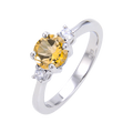 A4096 Customize Fashion Three-stone Natural Citrine Gemstone 925 Sterling Silver Ring Jewelry Women