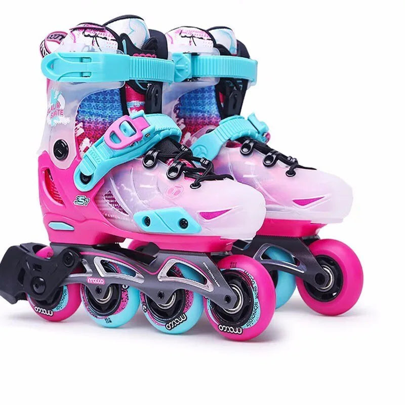 Men's Women's S7 Pink Suit m Kidsren's Roller Skates Full Set Adjustable Inline Skates Leather Mesh Lining for Spring Season
