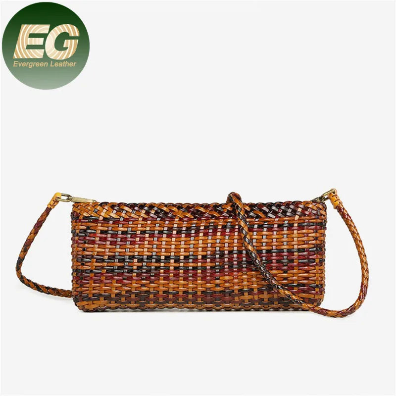 Emg6420 Raffia Women Rattan Tote Bag Handbag with Cross Strap Straw Leather Crossbody Bag Pouch Woven Purse