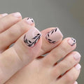 Custom Press on Toenail Tips Nude Black Leaf False Toe Nails Press on Nails