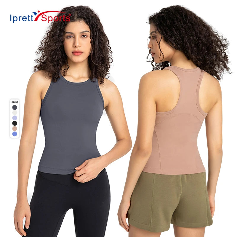 Classic Simple Women Racer Back Fitness Tank Tops Quick Drying Yoga Vest Slim Fit Girls Running Gym Singlets Without Chest