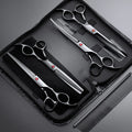 Hot Sale 7 Inch Stainless Steel Pet Grooming Scissors Set Foldable 5 Piece Colourful Scissors with Plastic Material