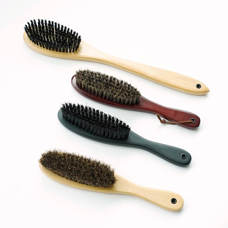 Factory Direct Eco-Friendly Small Bag Coat Lint Remover Brush Genuine Soft Horsehair PP Wooden Hand