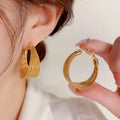GT Hot Sale 14k Gold Plated 925 Sterling Silver Needle Chunky Hoop Opening Circle Earrings