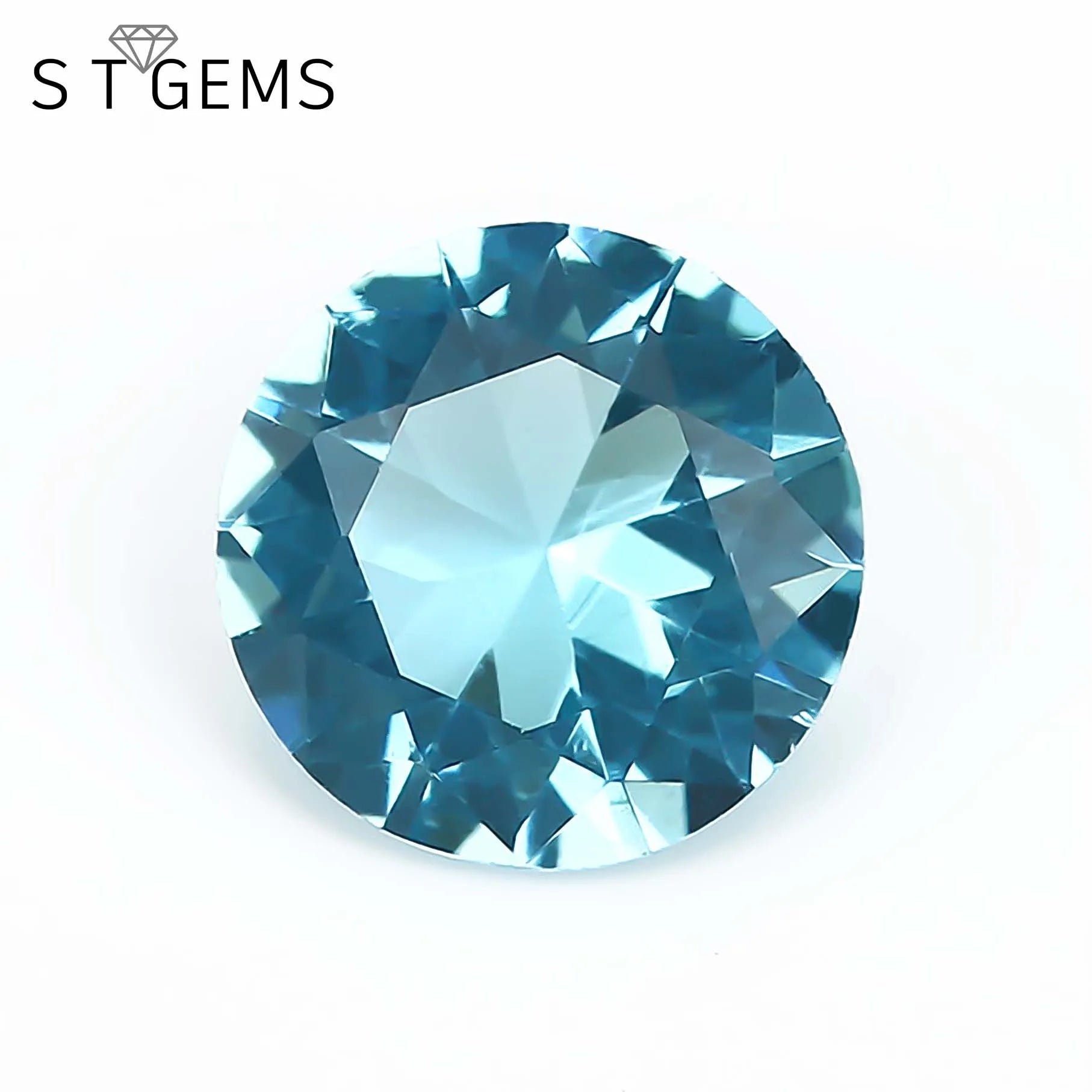 Polished Synthetic Gemstone With 3A Grade Round Brilliant Cut Crystal Glass Stone