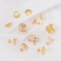 18k Gold Plated Rope Chain Geometric Hoop Earrings Brass 925 Silver Needle Ear Clip Lotus Shape Ear Clip for Jewelry Making