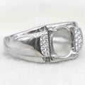 Sterling Silver 7*9mm Semi Mount Men's Ring Frame Empty Blank Claw Setting S925 Base Holder Without Center Stone for DIY Inlay