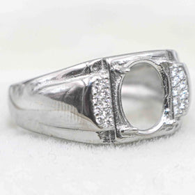 Sterling Silver 7*9mm Semi Mount Men's Ring Frame Empty Blank Claw Setting S925 Base Holder Without Center Stone for DIY Inlay