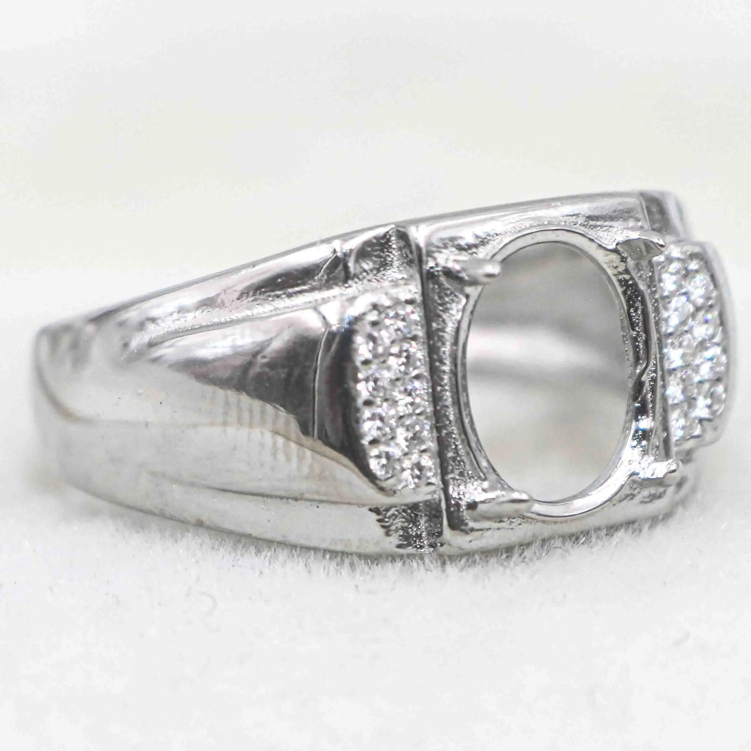 Sterling Silver 7*9mm Semi Mount Men's Ring Frame Empty Blank Claw Setting S925 Base Holder Without Center Stone for DIY Inlay