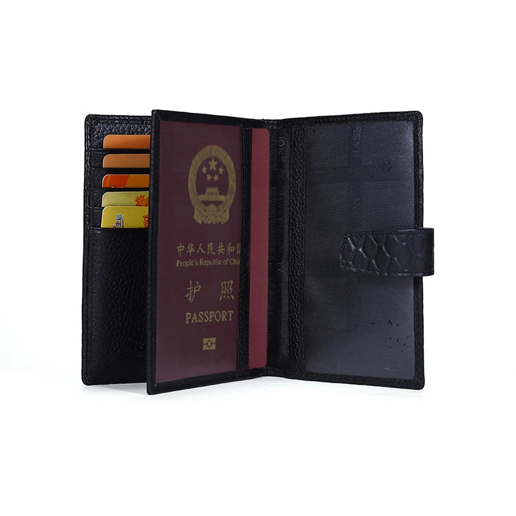 New Slim RFID Passport Holder Real Cowhide Leather Travel Wallet with Card Organizer Water Resistant Passport Wallet for Men