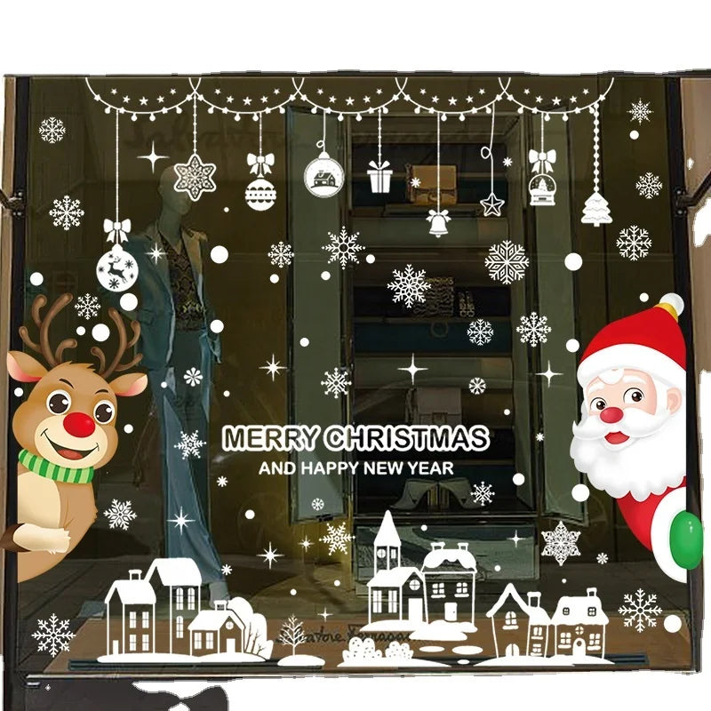 Wholesale Santa Window Stickers Christmas Decorations PVC Material 20x30cm Home Decoration