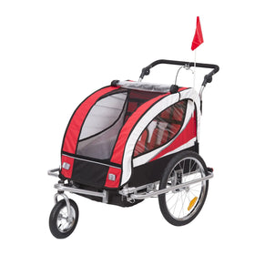 2-in-1 Double Child Baby Bike Trailer Jogger Stroller