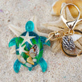 Creative Cartoon Luminous Resin+Acrylic Keychain  New Sea Turtle Animal Keyring Pendant for Seaside Scenic Gifts