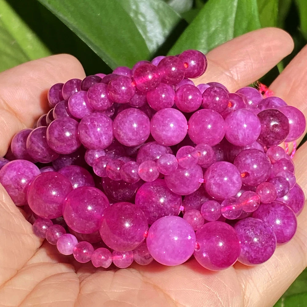 AsVrai U Natural Stone Beads 6--10mm Pink Tourmaline Round Spacer Bead for Jewelry Making DIY Handmade Bracelet Necklace