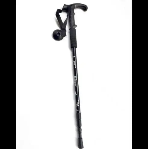 Black Color T Style Handle Aluminum Alloy Three-section Shock-absorbingtrekking Pole Outdoor Walking Stick Hiking Supplies
