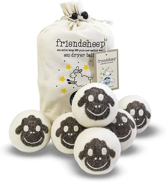 Friendsheep 100% Handmade Organic Eco Wool Dryer Balls 6 Pack for Effective Cleaning in Laundry