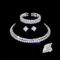 DAIHE Set-3385 Fashion Sparkle Full Diamond Choker Necklace Earring Bracelet Set Dainty Adjustable Rings for Party Jewelry