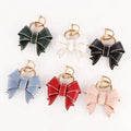 Cute PU Leather Bowknot Pendant Keychain Wholesale Metal Key Rings for Women Bag Car Key Accessories Great Gift Idea