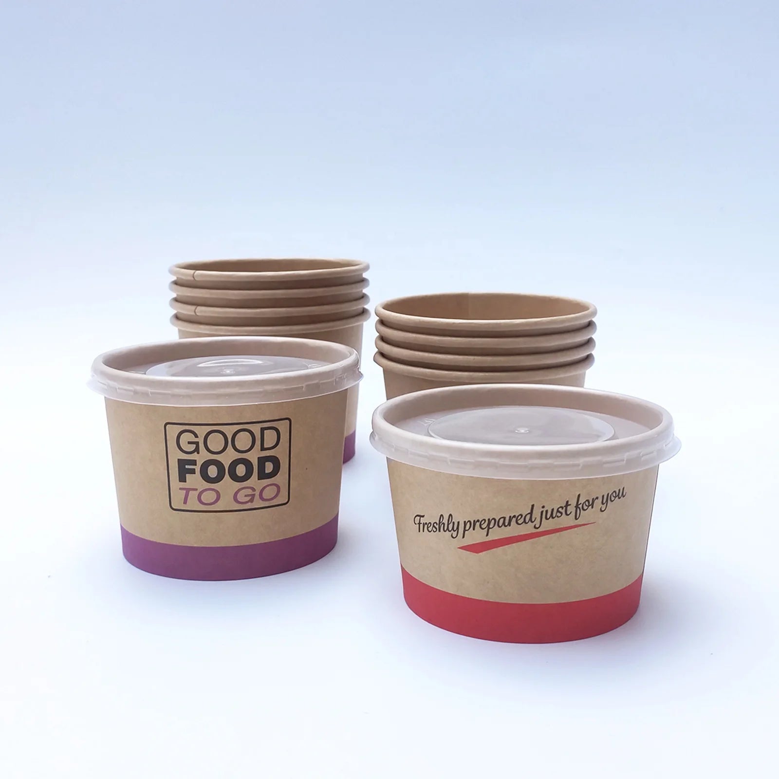 Kraft Paper Hot Soup Food Cup Take Away Customized Hot Soup Paper Cups With Lids