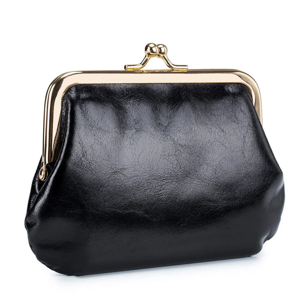 Vintage Style Elegant Design Ladies Top Layer Genuine Leather Coin Purse Mini Wallet Card Holders