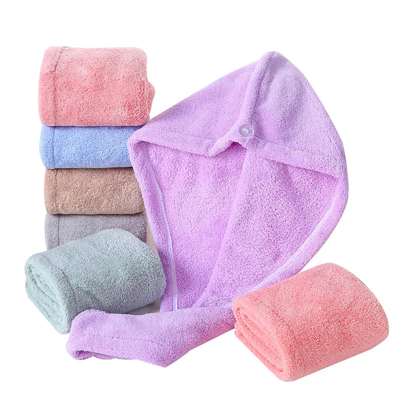 Superdry Quick-Dry Hair Turban Towel Embroidered Microfiber Hair Wrap Convenient Hair Drying Towel