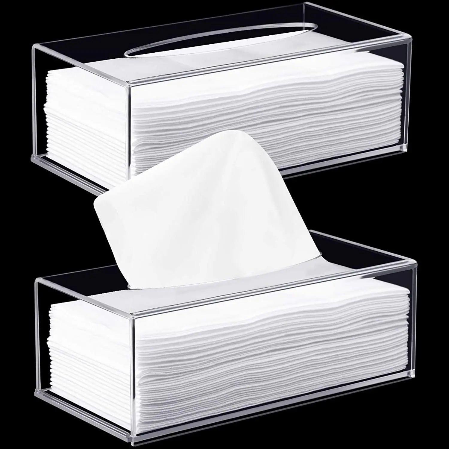 Acrylic Facial Tissue Dispenser Box Tissue Box Holder Paper Facial Tissue Box and 8 Pieces Silicone Bumper Pads for Bathroom