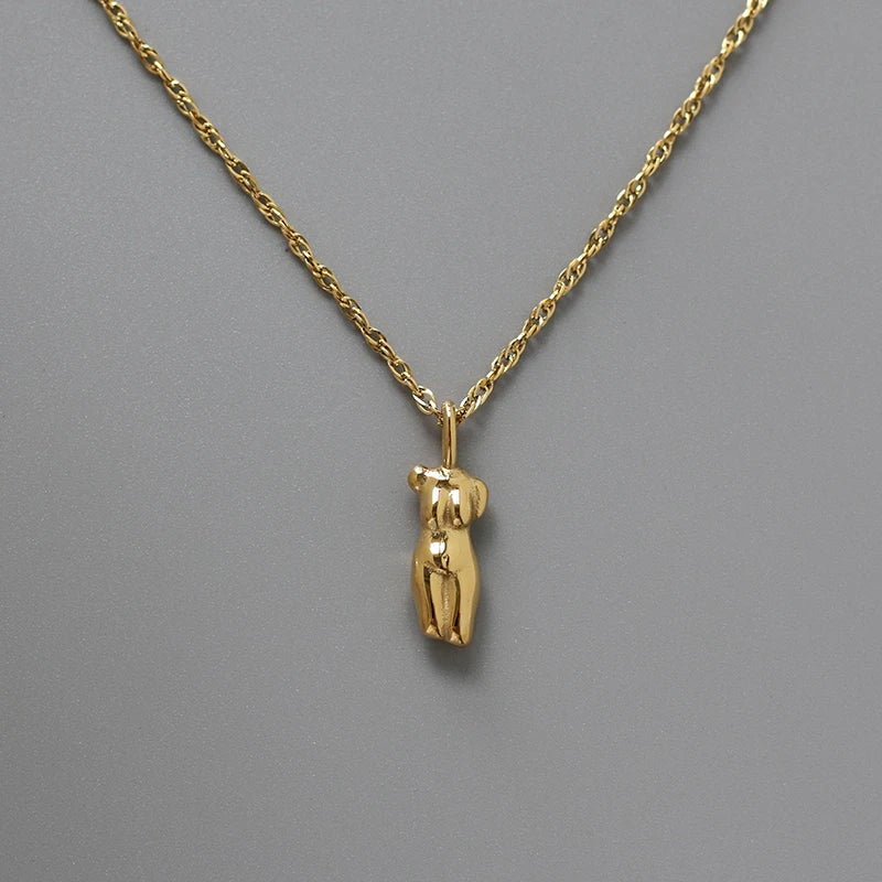 Body Jewelry Fashion Trendy Stainless Steel Necklace High Polished Gold Chunky Female Body Pendant Necklace