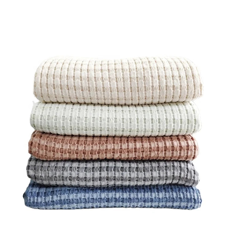 Modern Popular Waffle Blanket Cotton King Size Blanket Throw Soft for Bed Cotton Throw Blanket