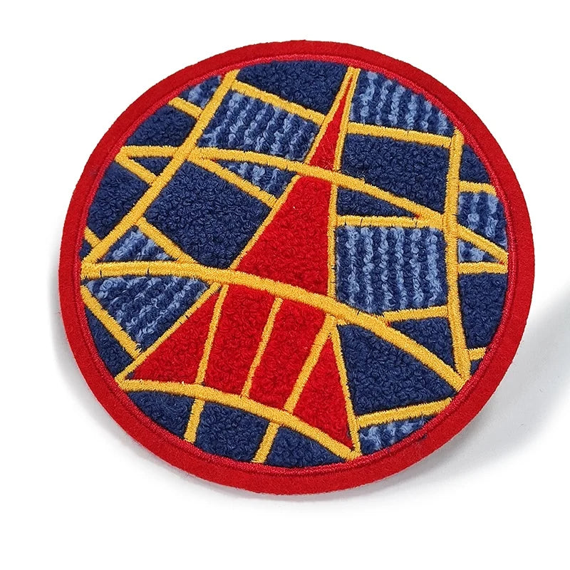 Custom Felt Fabric PVC Round Embroidery Patches with Embroidered Logo for Coat and Hats