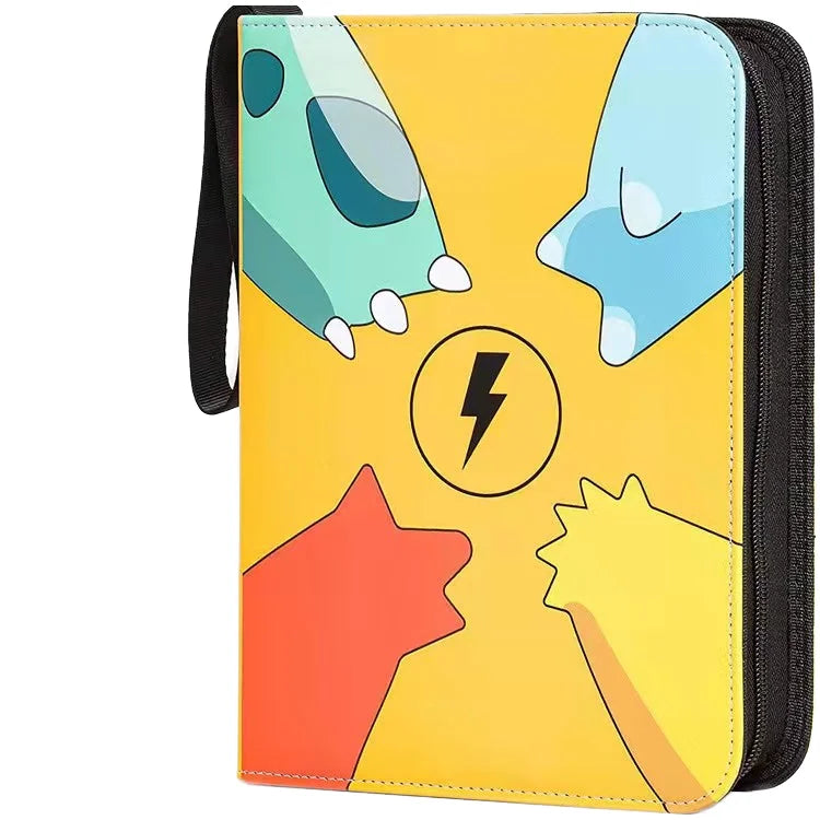 Junmei Wholesale Poke Mon Trading Card Binder 4-Pockets Zippered Fashion Business/Sport Candy Pattern Made PU RFID 30mm