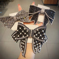 Wholesale Satin Hair Bow Clips for Women Bow Black Pearl Bow Hair Clips Girl Hair Accessories Hairpins