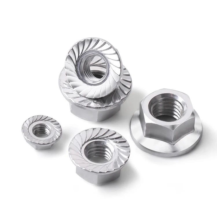 Wholesale M5M6M8M10 Aluminum Hex Flange Nuts Natural Color Finish Chinese Factory Metric DIN6923 Mining Water Treatment