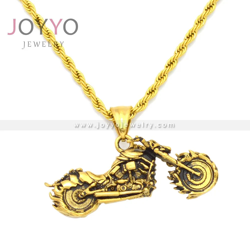 Retro Jewelry Stainless Steel Vintage Gothic Motorcycle Pendant Charms Men Jewelry