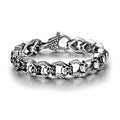 Trendy Men's Jewelry Punk Chunky Skull Bracelet Stainless Steel Silver Bracelet for Man