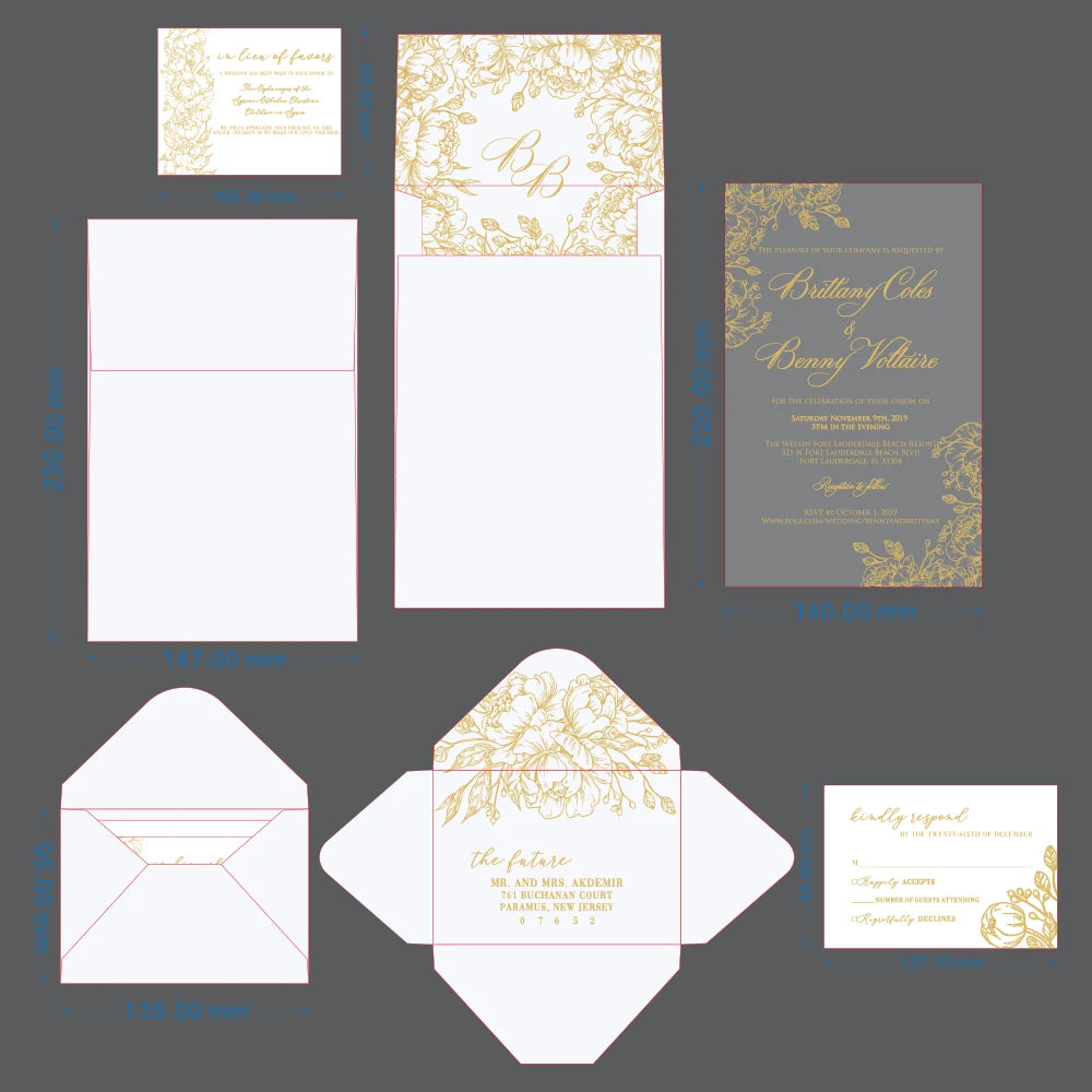 Large Size White Ink Printing Frosted Acrylic Invitations with RSVP Envelopes