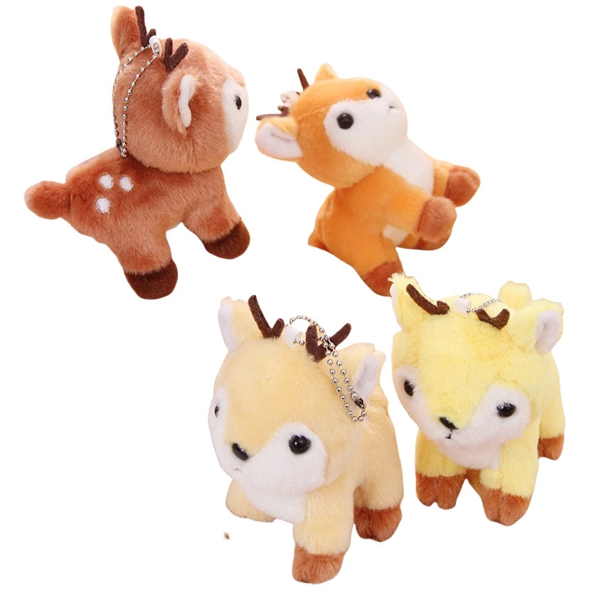 Christmas Deer Keychain Forest Stuffed Animal Deer Plush Keychains Toys Gift Keyring Jungle Animal Key Chains Christmas Keychain