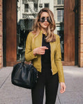 2021 New Coming Women's Leather Coat Wholesale Short Length Autumn and Winter Fashion Suit Jacket Solid Color