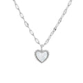 SC Temperament 925 Sterling Silver Necklace White Mother of Pearl Necklace Wedding Jewelry Heart Pendant Necklace for Women
