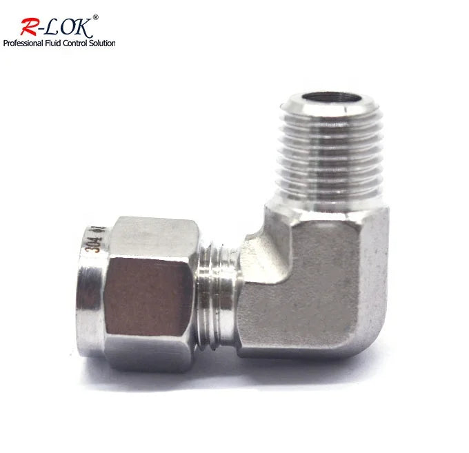 1/8 Stainless Steel 304/316 Compression Tube Fittings Double Ferrule Male Elbow Adapter 3000PSI-6000PSI High Pressure