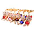 Cute Kitten Bling Crystal Rhinestone Diamond Metal Key Chain Kawaii Animal Sparkling Fortune Lucky Cat Keychain Purse Bag Charm
