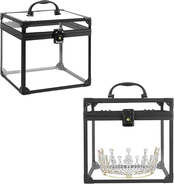 Portable Large Capacity Crown Box Transparent Acrylic Artists Display Case Makeup Storage case