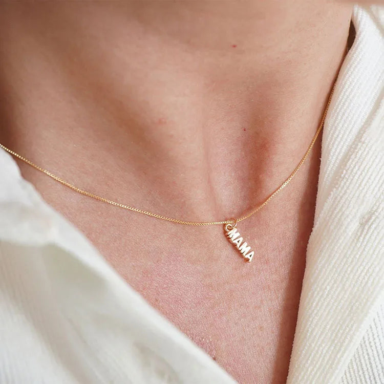 S11446  Chic Elegant Gold Plated Stainless Steel Letter Mom Mama Charm Necklace Bracelet Women Jewelry Sets for Ladies Girls