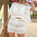 Short Sleeved Knitted Cover Ups Wholesale Solid Color Bikini Cover Ups Custom logo Beach Shorts Factory Directly