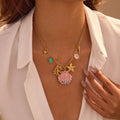18k Gold Plated Stainless Steel Seashell Starfish Ocean Style Necklace for Women Summer Beach Holiday Jewelry Minimalist