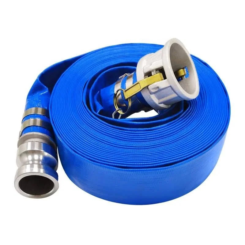 PVC Layflat Hose 2" to 6" Anti-UV Blue with Quick Coupling for Farm Irrigation Mining Water Discharge